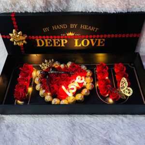 🌟 customized luxury rose box with led lights & 🐰 plush rabbits 🎁