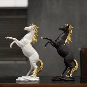 luxury standing horse showpiece – black & white | modern home décor 🐎✨