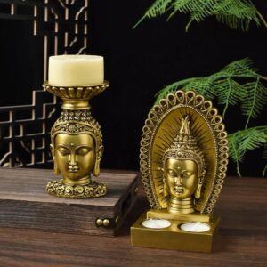 golden buddha candle holder set (pair) – spiritual luxury home décor 🕉️✨