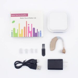 rechargeable bluetooth hearing aid – digital sound amplifier with charging case 🔊✨