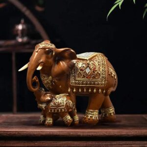 royal elephant showpiece – brown & white | luxury home décor (8x10 inches) 🐘✨