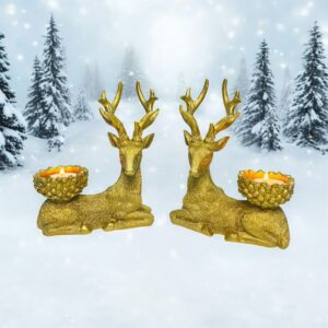 elegant deer candle holder set – gold & silver finish | luxury home décor 🦌✨