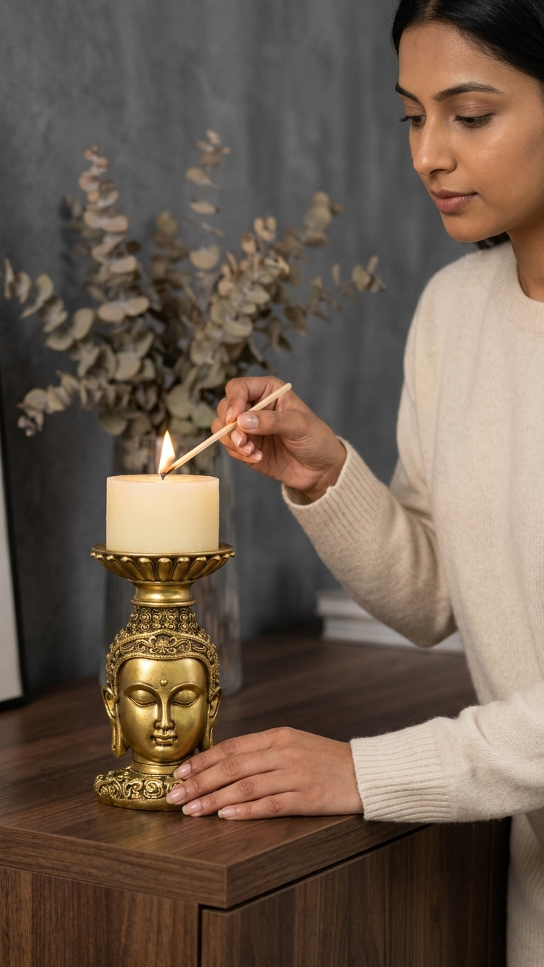Golden Buddha Candle Holder Set (Pair) – Spiritual Luxury Home Décor 🕉️✨ - Image 4
