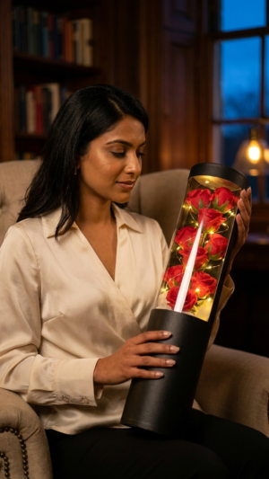 ✨ Luxury LED Rose Cylinder Box – Elegant Gift 🌹✨