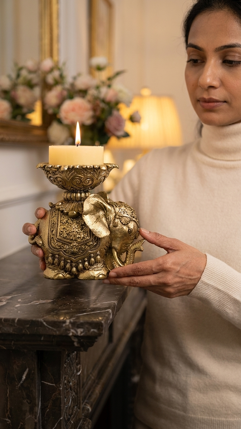 Royal Golden Elephant Candle Holder Set (Pair) – Luxury Decorative Showpiece 🐘✨ - Image 9