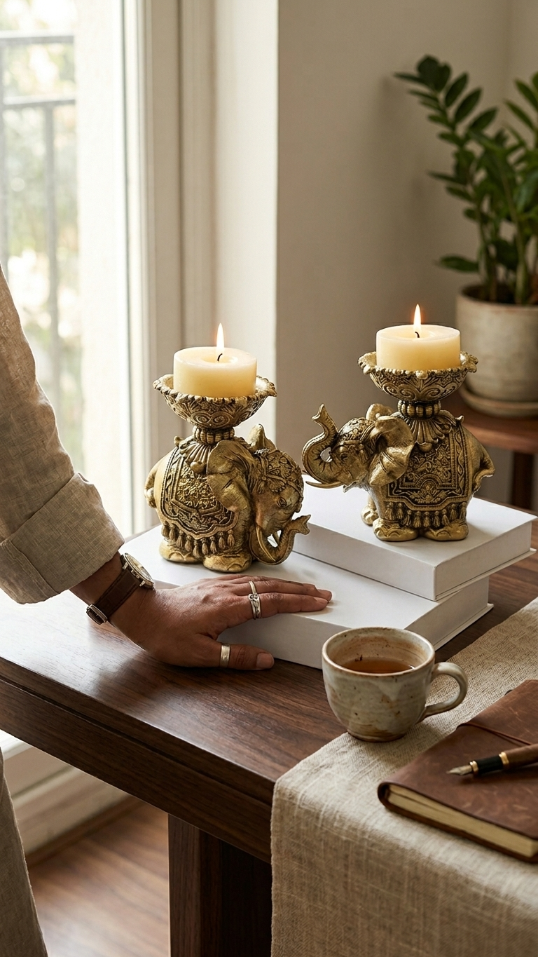 Royal Golden Elephant Candle Holder Set (Pair) – Luxury Decorative Showpiece 🐘✨ - Image 10